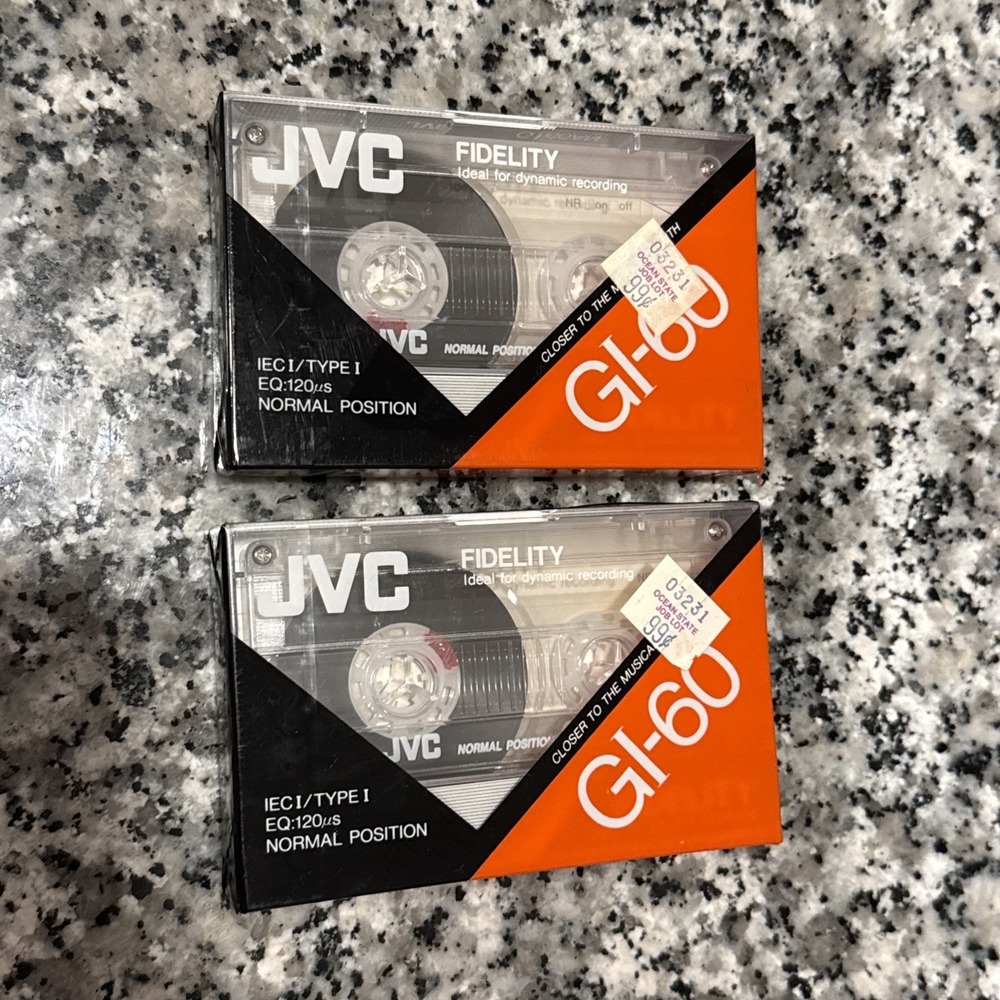 Lot of 2 JVC GI 60 Blank Audio Cassette Tapes 60 Minutes Sealed New‎